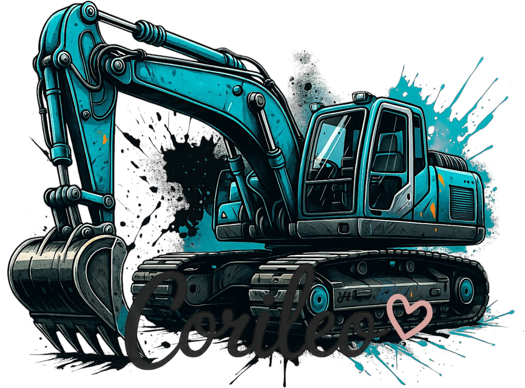 Bügelbild Blauer Bagger