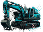 Bügelbild Blauer Bagger