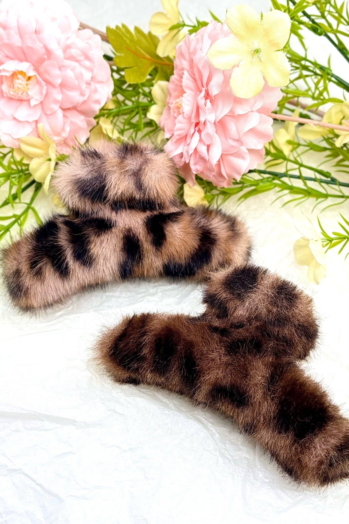 Haarklammer mit Leopardenmuster aus Kunstfell