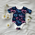 In-house production cotton jersey Stars Hearts in Pink and Blue