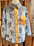 In-house production French Terry Robot Boy on Light Blue