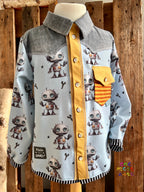 Eigenproduktion Baumwolljersey Roboter Boy auf Hellblau