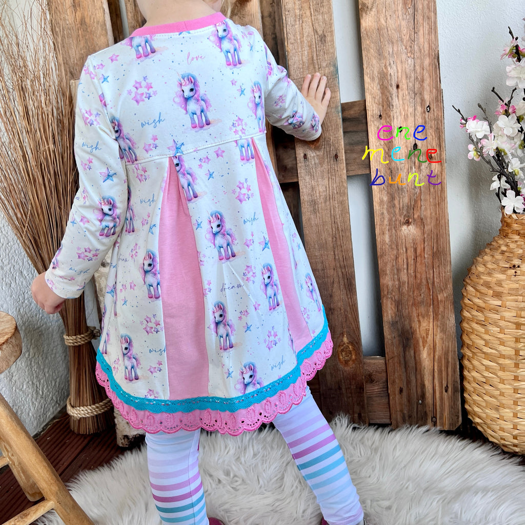 Eigenproduktion Baumwolljersey Sweet Wish Unicorn auf Hell Vanille