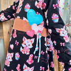 In-house production cotton jersey fox girl on a sugar high on black