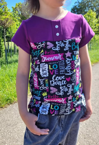 Eigenproduktion Baumwolljersey Magic Girl Summer auf Schwarz